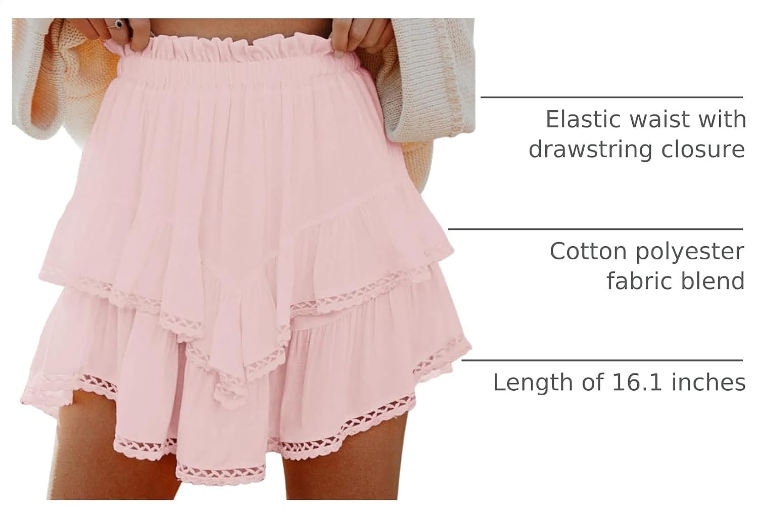 Boho Tiered Ruffle High‑Waist Crochet Skort, Ladies Mini Skirt for Golf Training and Tennis Wear - Image 4