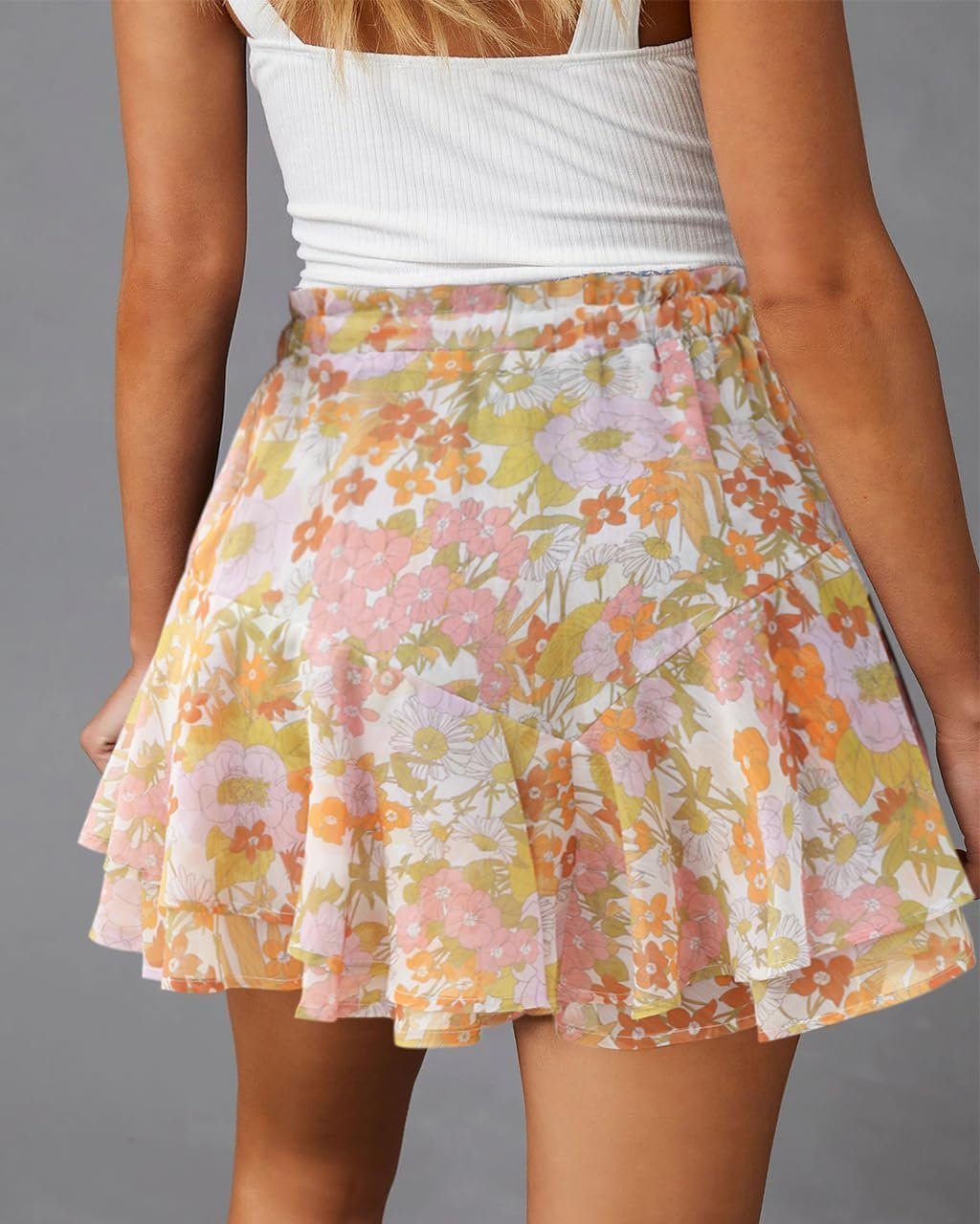 Ladies Airy Chiffon Flow Skort from , Bohemian Butterfly Ruffle Mini Short for Running & Tennis - Image 2