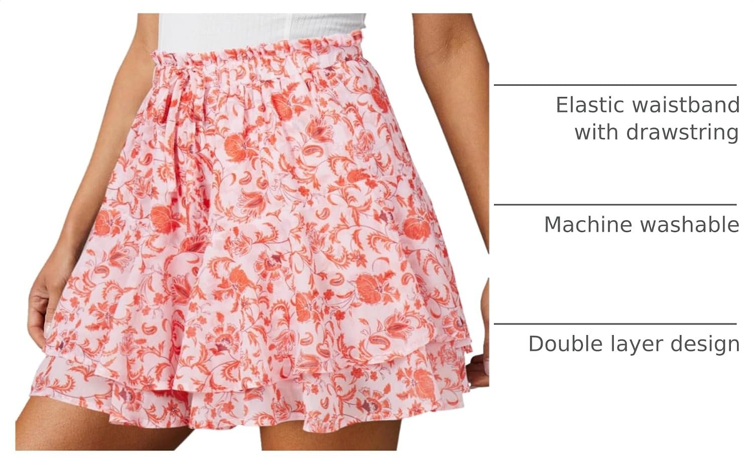 Butterfly‑Theme Boho Chiffon Flow Skort for Women, Ruffled Mini Shorts for Tennis and Running Use - Image 4