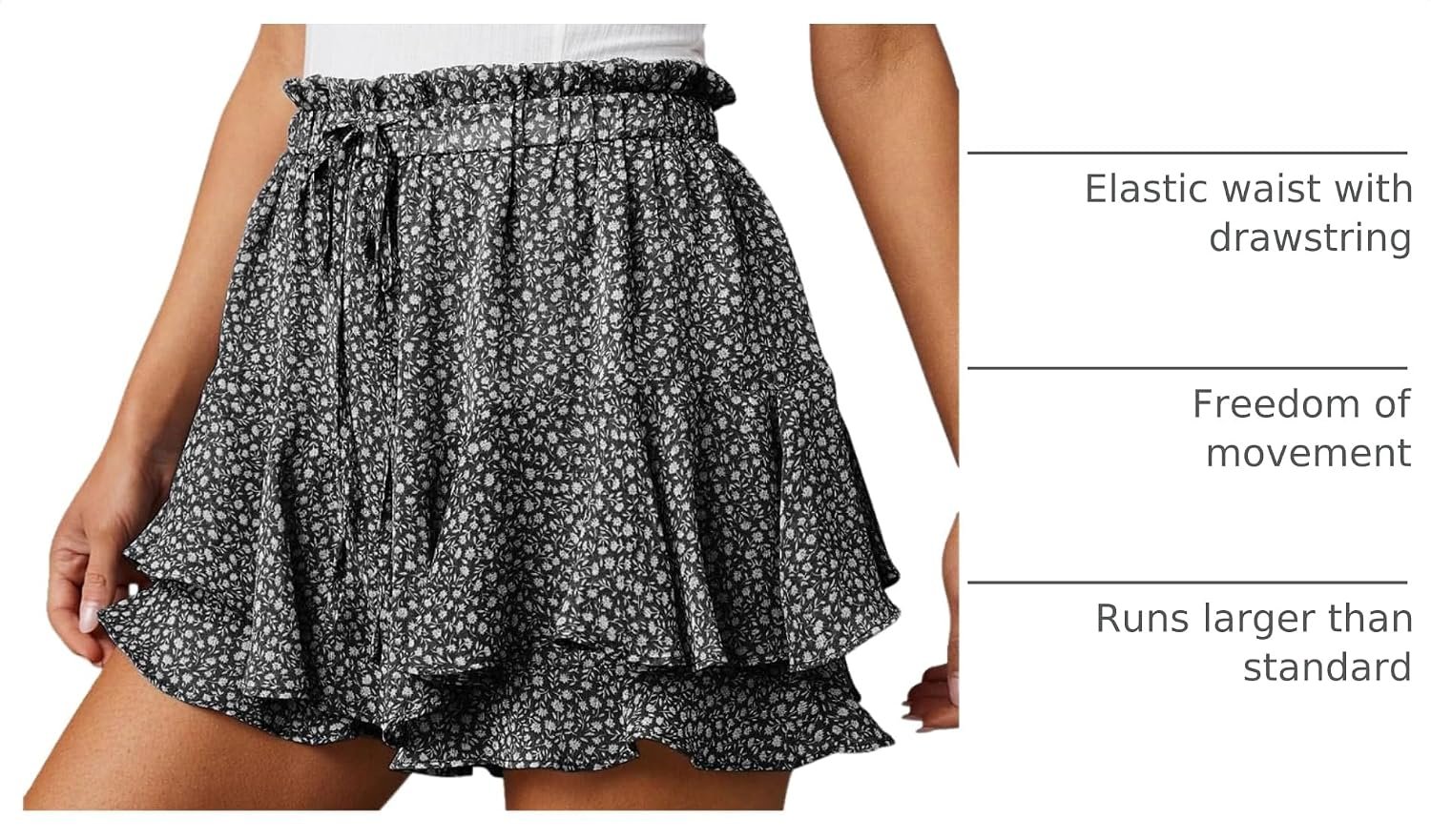 Women Casual Flowy Chiffon Skort, Boho Floral Ruffled Mini Short for Daily Wear and Tennis Training - Image 4