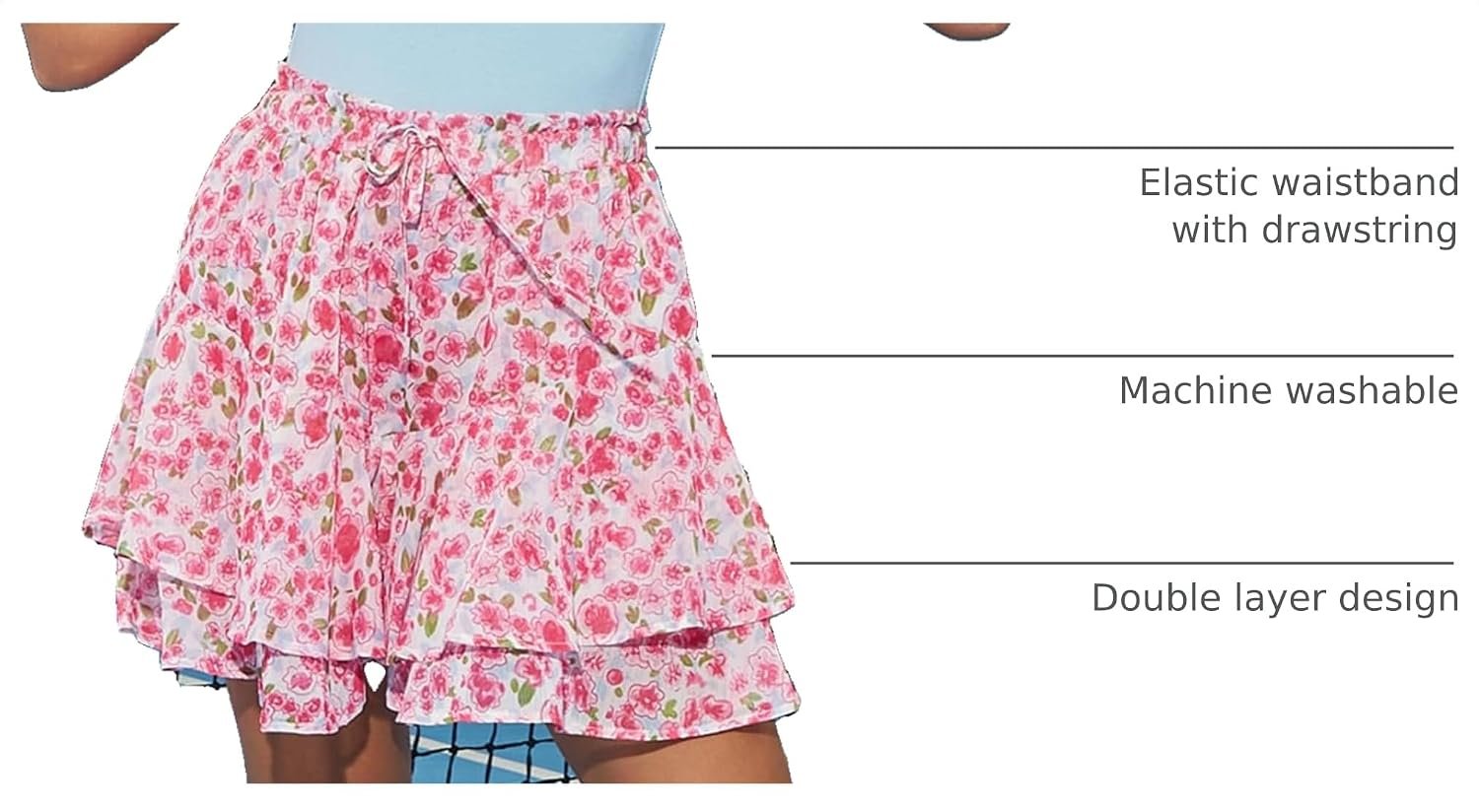 Women’s Lightweight Chiffon Flow Skort, Bohemian Butterfly Ruffle Mini Short for Tennis & Running - Image 4