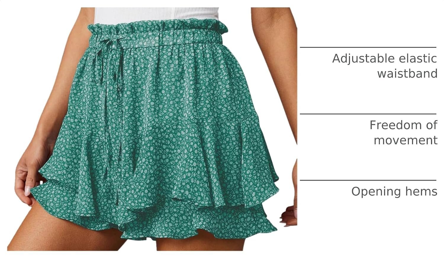 Casual Boho Floral Ruffle Mini Skort, Breathable Chiffon Flow Shorts for Women’s Tennis and Running - Image 4