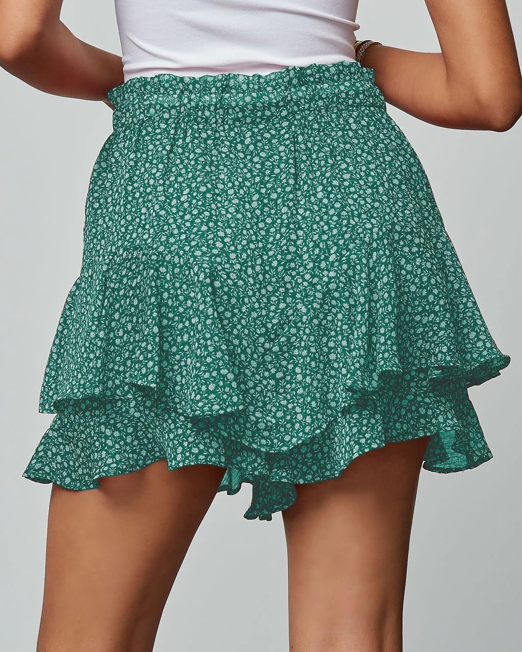 Casual Boho Floral Ruffle Mini Skort, Breathable Chiffon Flow Shorts for Women’s Tennis and Running - Image 2