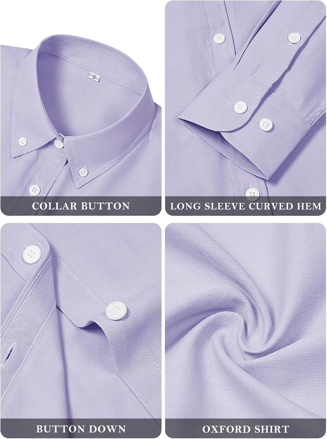 Ladies Long‑Sleeve Cotton Oxford Button Front Shirt, Solid Collared Dress Blouse for Office Casual Wear - Image 5