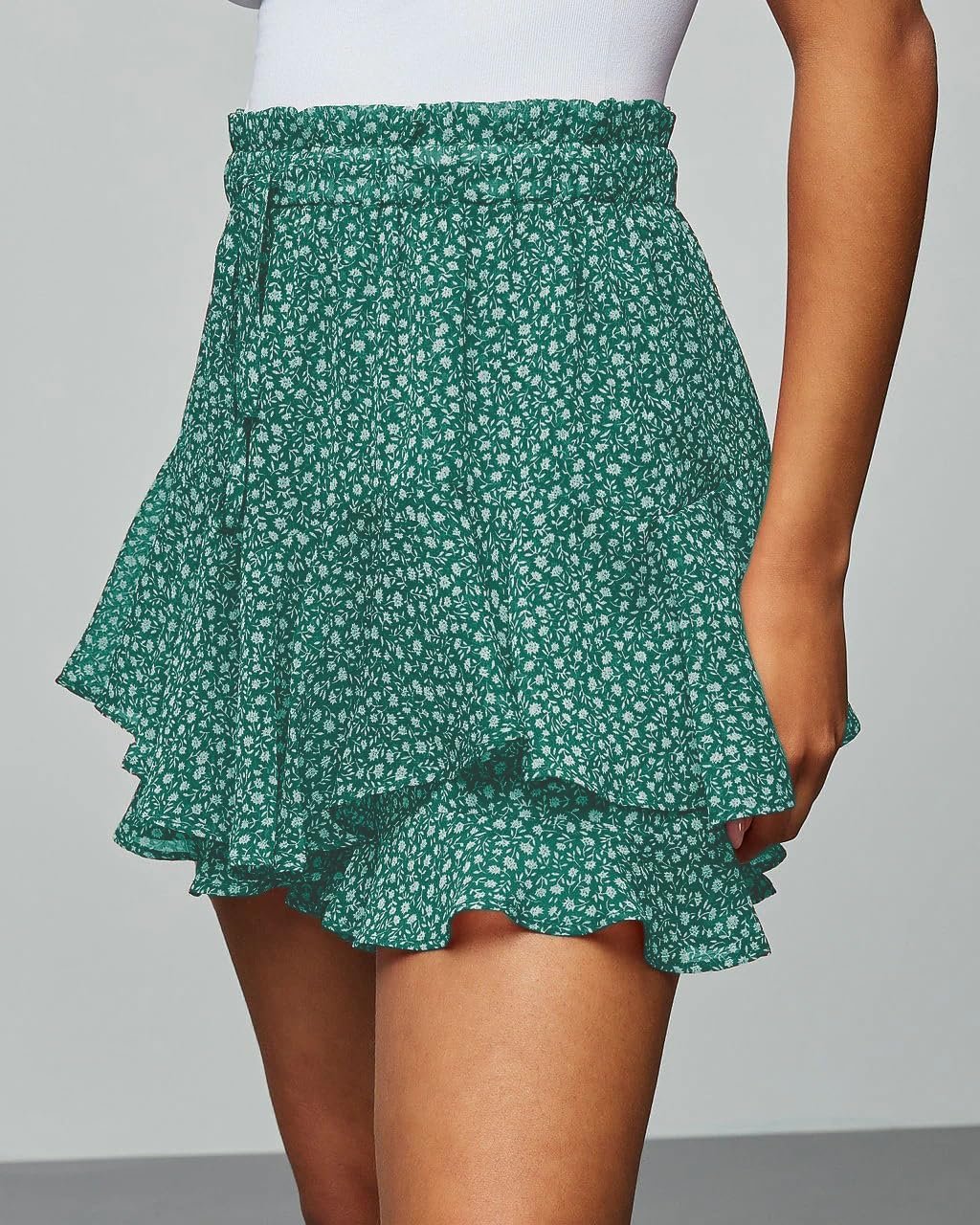 Casual Boho Floral Ruffle Mini Skort, Breathable Chiffon Flow Shorts for Women’s Tennis and Running - Image 3