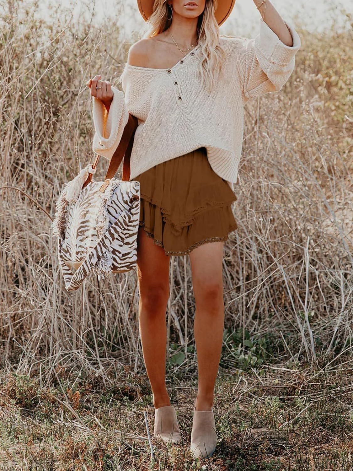 High‑Waist Tiered Ruffle Boho Skort, Women Crochet Mini Skirt ideal for Golf and Tennis Sessions - Image 3